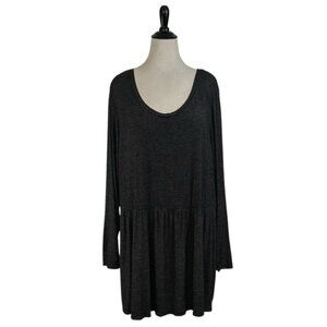 OLD NAVY Black Pinstripe Stretch Knit DRESS 4X Plus Tunic Top Mini Long Sleeve